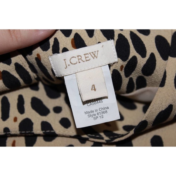 Women's J. Crew Jules 61368 Wildcat Tan Black Cheetah Long Sleeve Dress Size 4 - Picture 3 of 5